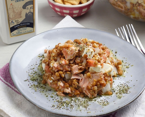 recetas ybarra ensalada de lentejas con salmon y aceite virgen extra