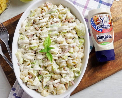 recetas ybarra de ensalada de pasta y bacon con salsa ranchera