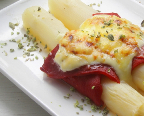 recetas ybarra esparragos gratinados con pimiento y mayonesa
