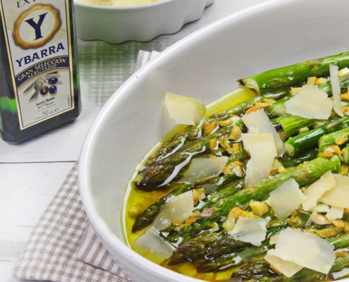 recetas ybarra de esparragos al horno con ajo al limon