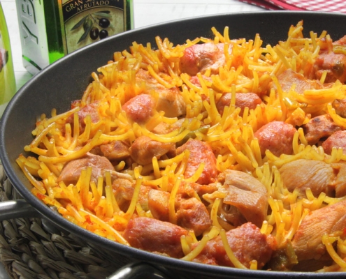 recetas ybarra de fideua de pollo, pavo y alioli