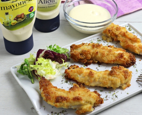 recetas ybarra finguers de pollo al horno con parmesano, mayonesa y alioli