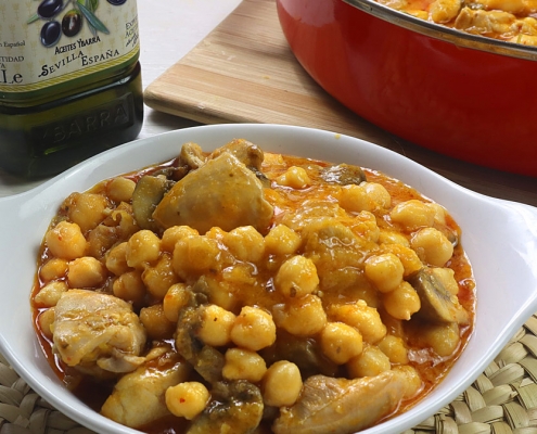 recetas ybarra garbanzos con pollo y aceite virgen extra
