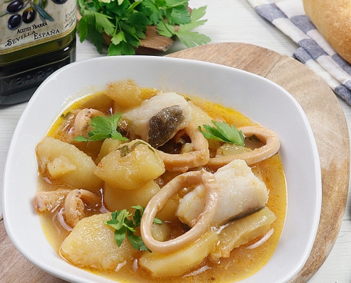 receta ybarra de guiso de bacalao y calamares