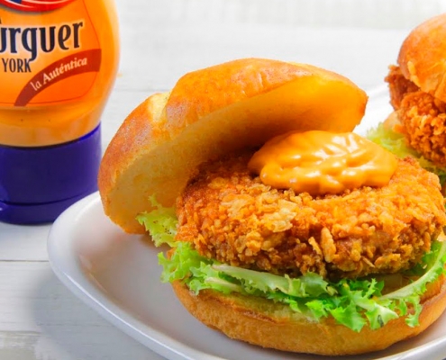 recetas ybarra de hamburguesa crujiente de pollo y salsa burguer