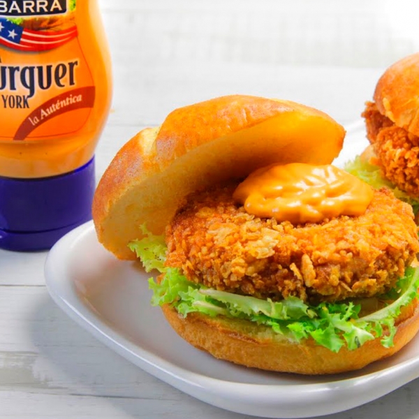 recetas ybarra de hamburguesa crujiente de pollo y salsa burguer