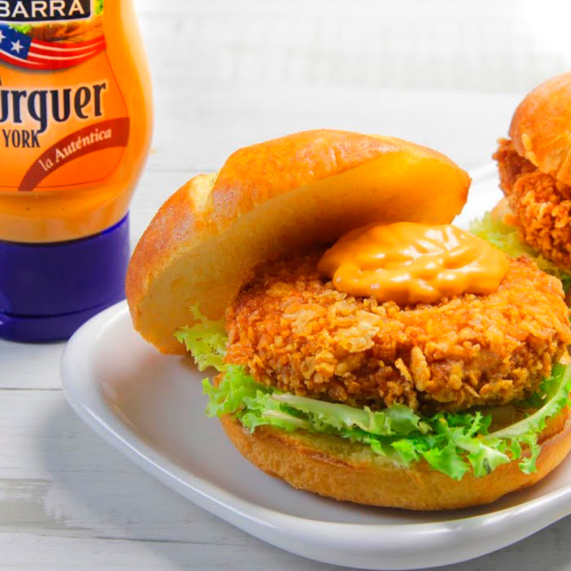 recetas ybarra de hamburguesa crujiente de pollo y salsa burguer