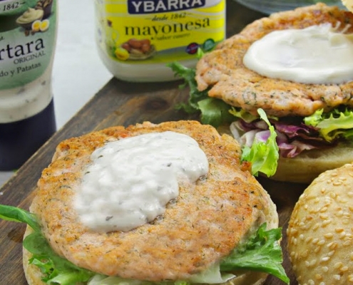 recetas ybarra hamburguesas de salmon con mayonesa y salsa tartara