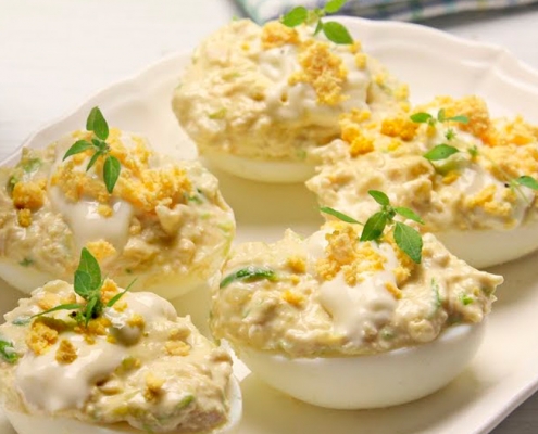 recetas ybarra huevos rellenos de ensalada de pollo y mayonesa