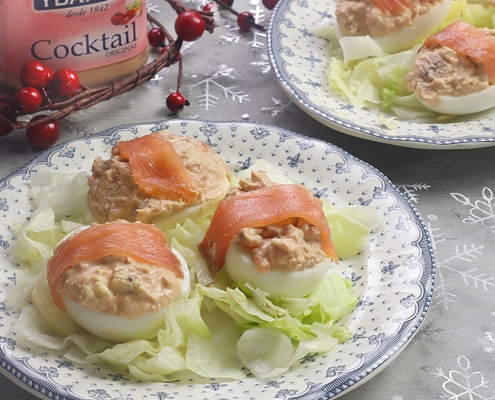 recetas ybarra huevos rellenos de navidad con salsa cocktail