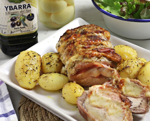 recetas ybarra lomo hasselback con aceite virgen extra y patatas