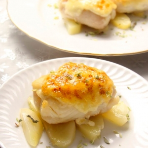 recetas ybarra merluza gratinada con pera y mayonesa