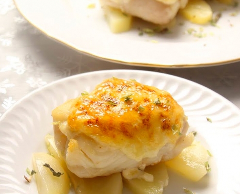 recetas ybarra merluza gratinada con pera y mayonesa