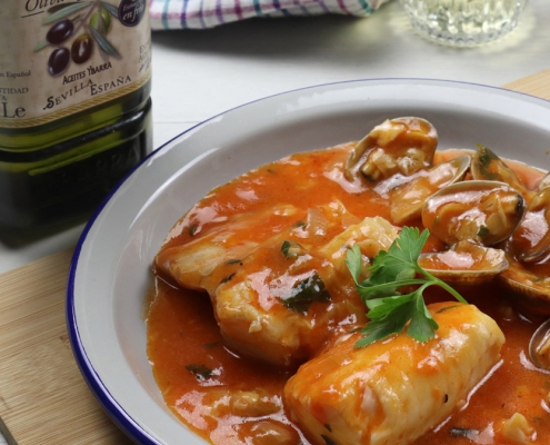 recetas ybarra merluza en salsa de piquillos y aceite virgen extra