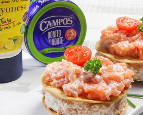 recetas ybarra milhojas de bonito y salmon con mayonesa