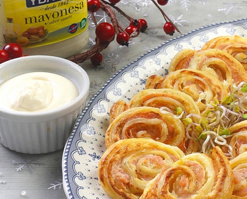 recetas ybarra espirales de salmon, queso y mayonesa para navidad