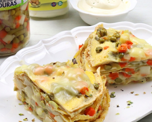 recetas ybarra pastel de tortilla con macedonia de verduras y mayonesa