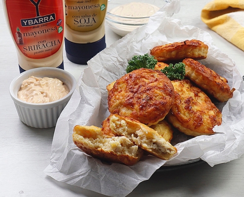recetas ybarra pastelitos de pollo con mayonesa sriracha y salsa de soja