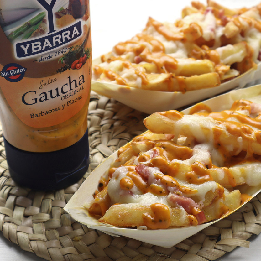 recetas ybarra patatas fritas gratinadas con bacon y salsa gaucha
