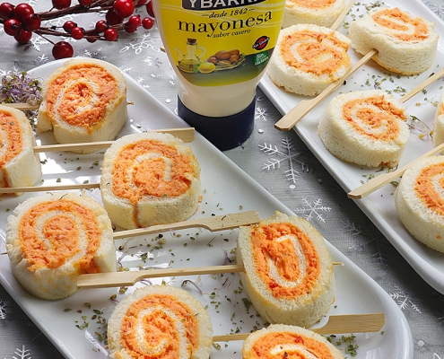 recetas ybarra piruletas de langostinos con piquillos y mayonesa