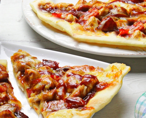 recetas ybarra pizza de pollo a la barbacoa con salsa barbacoa