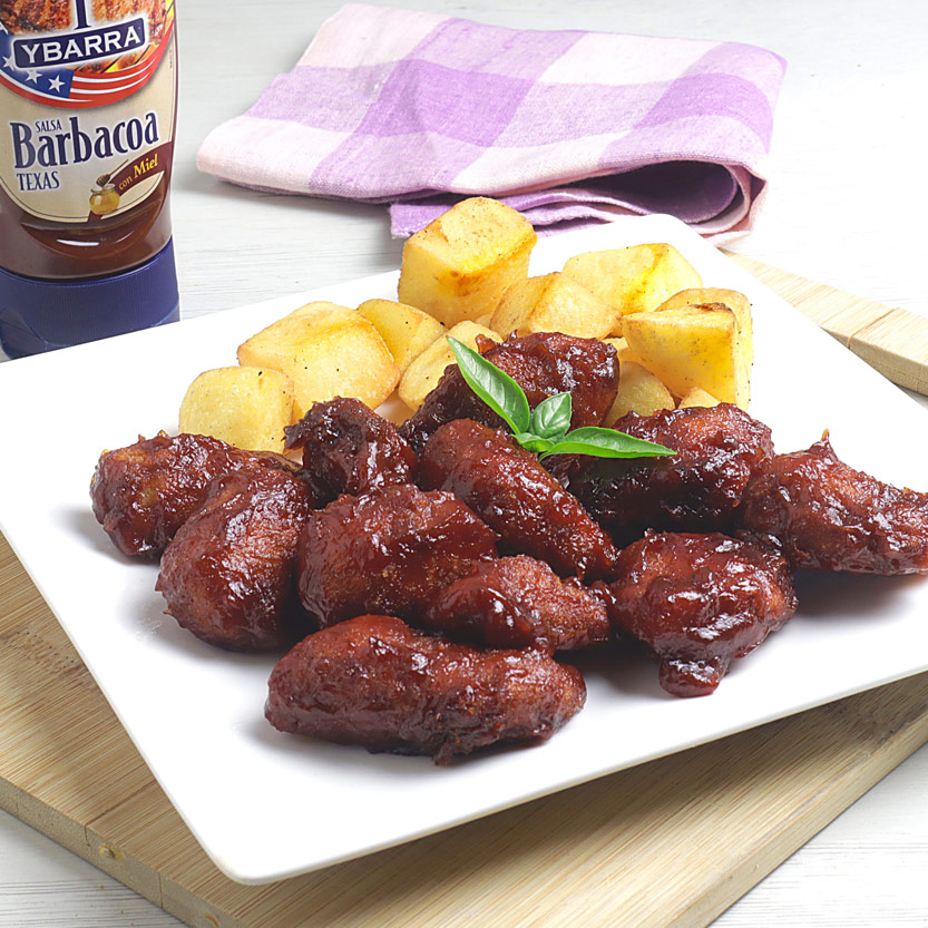 Pollo frito a la salsa barbacoa