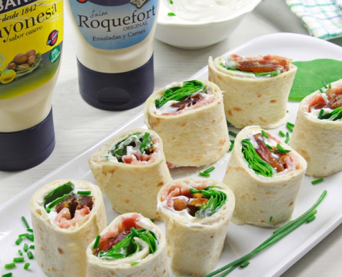 recetas ybarra rollitos de datiles con salsa roquefort y mayonesa