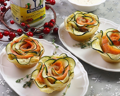 recetas ybarra rosas de salmon y calabacin con mayonesa