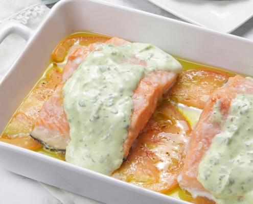 recetas ybarra de salmon asado y albahaca