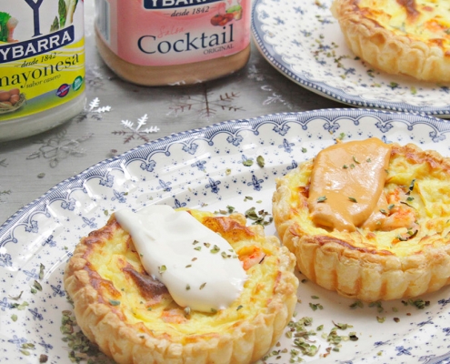 recetas ybarra tartaletas de merluza y hojaldre con mayonesa y salsa cocktail
