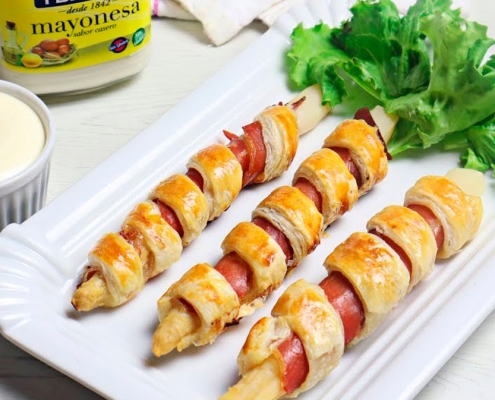 receta ybarra de tirabuzones de hojaldre, esparragos y mayonesa