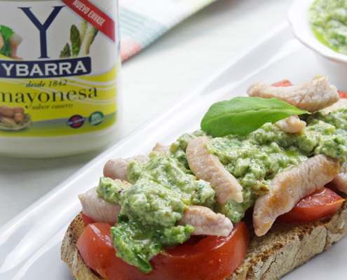 recetas ybarra tosta con mayonesa de pesto