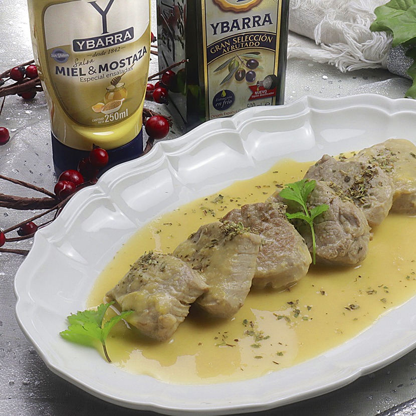 Solomillo a la cerveza con miel y mostaza