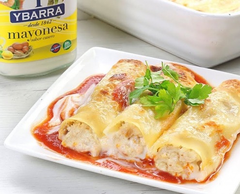canelones de pollo y mayonesa Ybarra