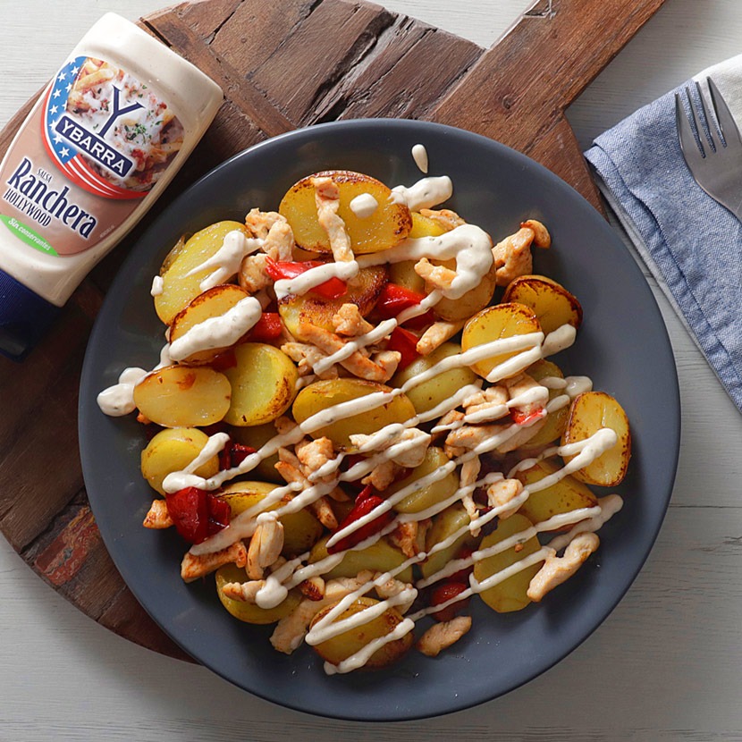 Patatas rancheras con pollo