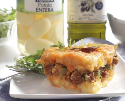 Pastel de patatas y chorizo