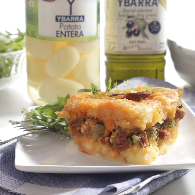 Pastel de patata y chorizo