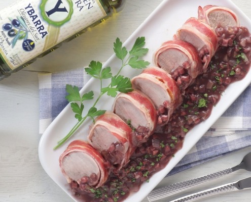 Solomillo alabardado en salsa de vino