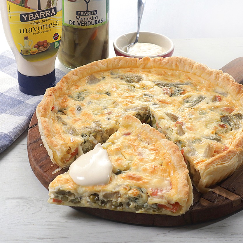 Quiche de menestra de verduras Ybarra y queso azul