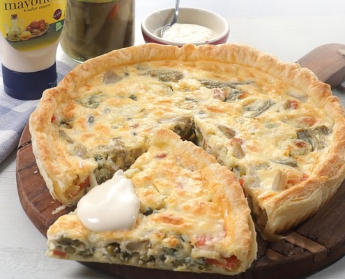 Quiche de menestra de verduras con queso azul